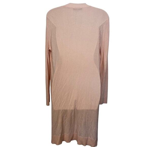 Ann Taylor Loft Open Ribbed Pastel Pink Longline Thin Cardigan Sweater sz L - Picture 14 of 16